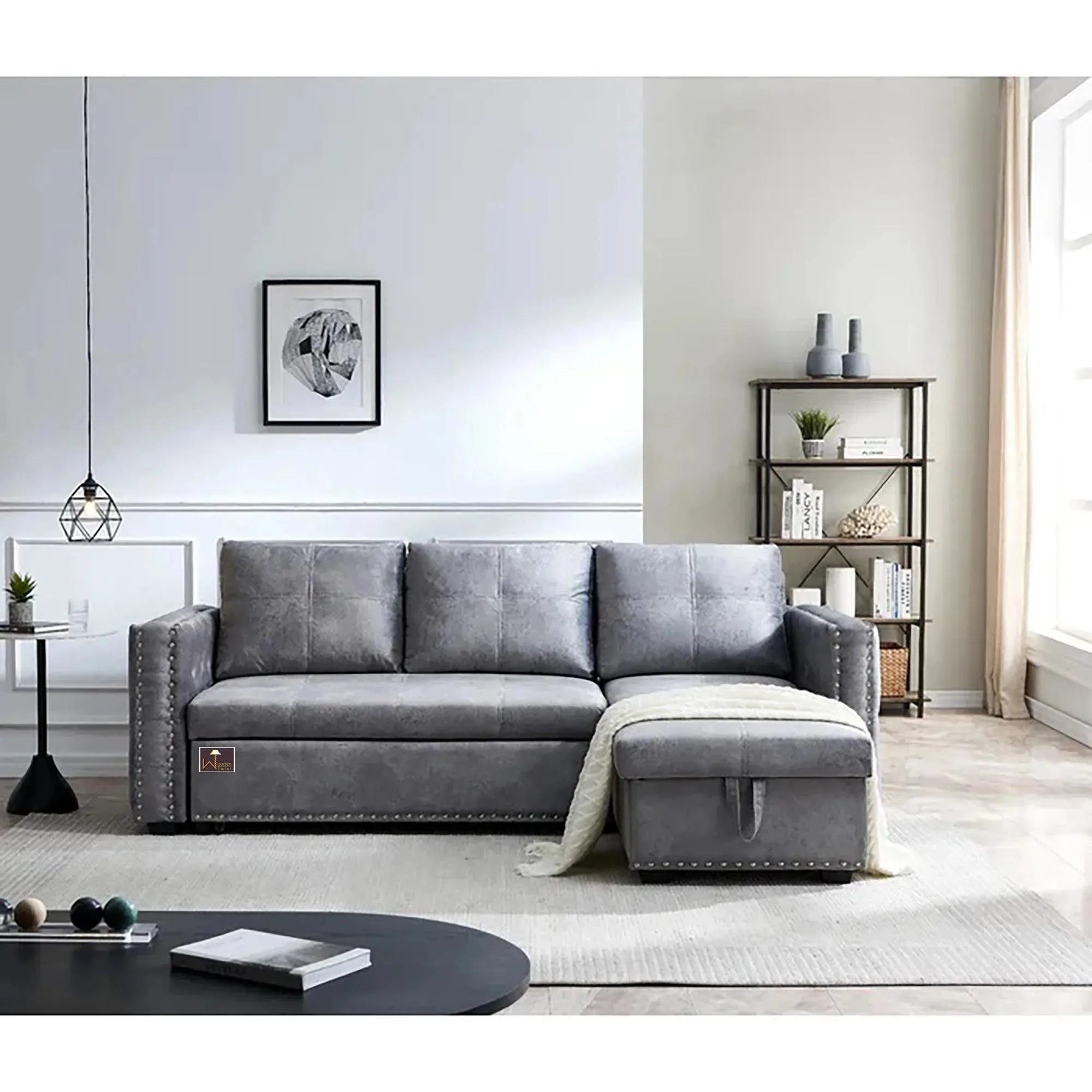 Modern Style  L-Shape Sofa Bed with Comfort Cushion