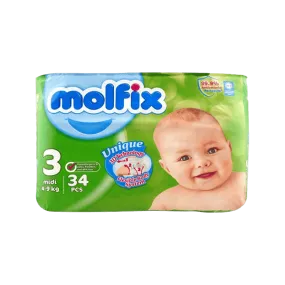 MOLFIX DIAPERS MIDI 3 - 4 TO 9 KG - 34PCS