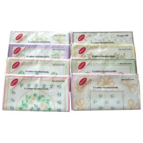 Nutex Ladies Handkerchiefs 6 Pack - Case of 20
