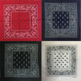 One Dozen/12pcs Bandanas 22X22 Inch 100% Cotton Novelty Double Sided Cowboy Bandana Party Favor Scarf Headband Handkerchiefs