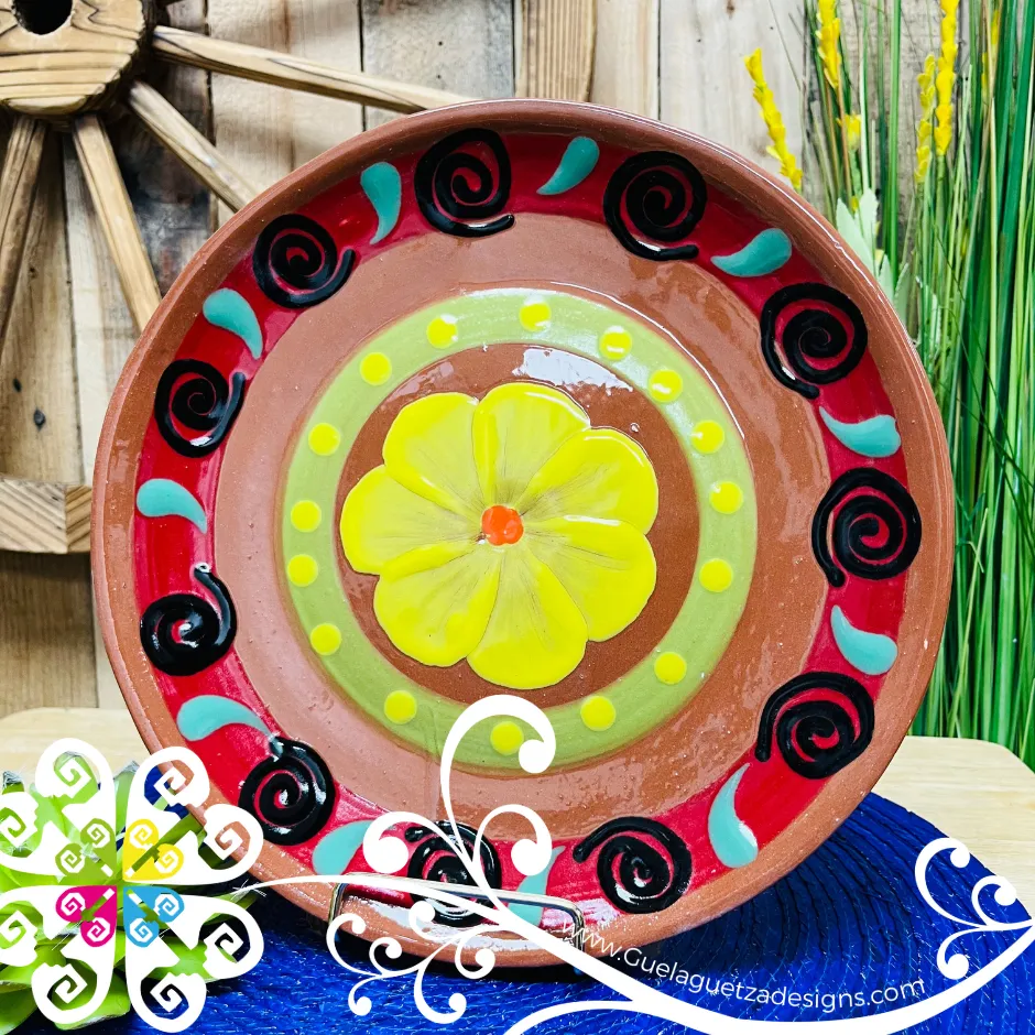 Set of 4 Large Fiesta Plates - Set Clay Flat Plates