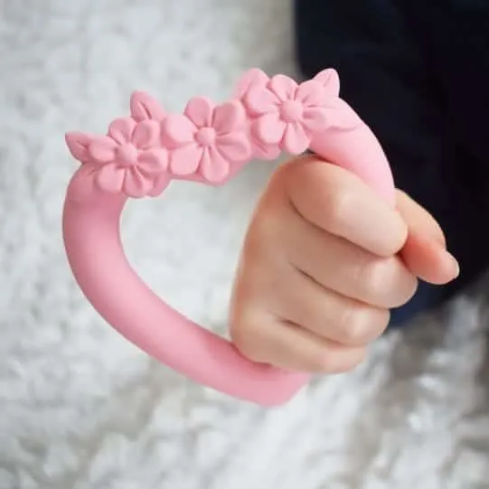 Sweet Heart Teething Ring Natural Rubber - Pink