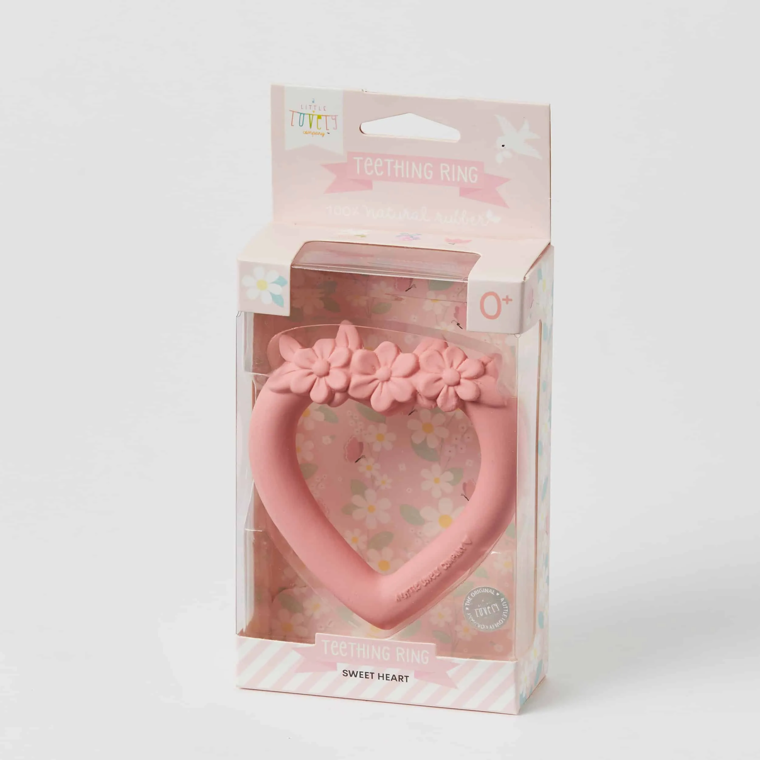 Sweet Heart Teething Ring Natural Rubber - Pink