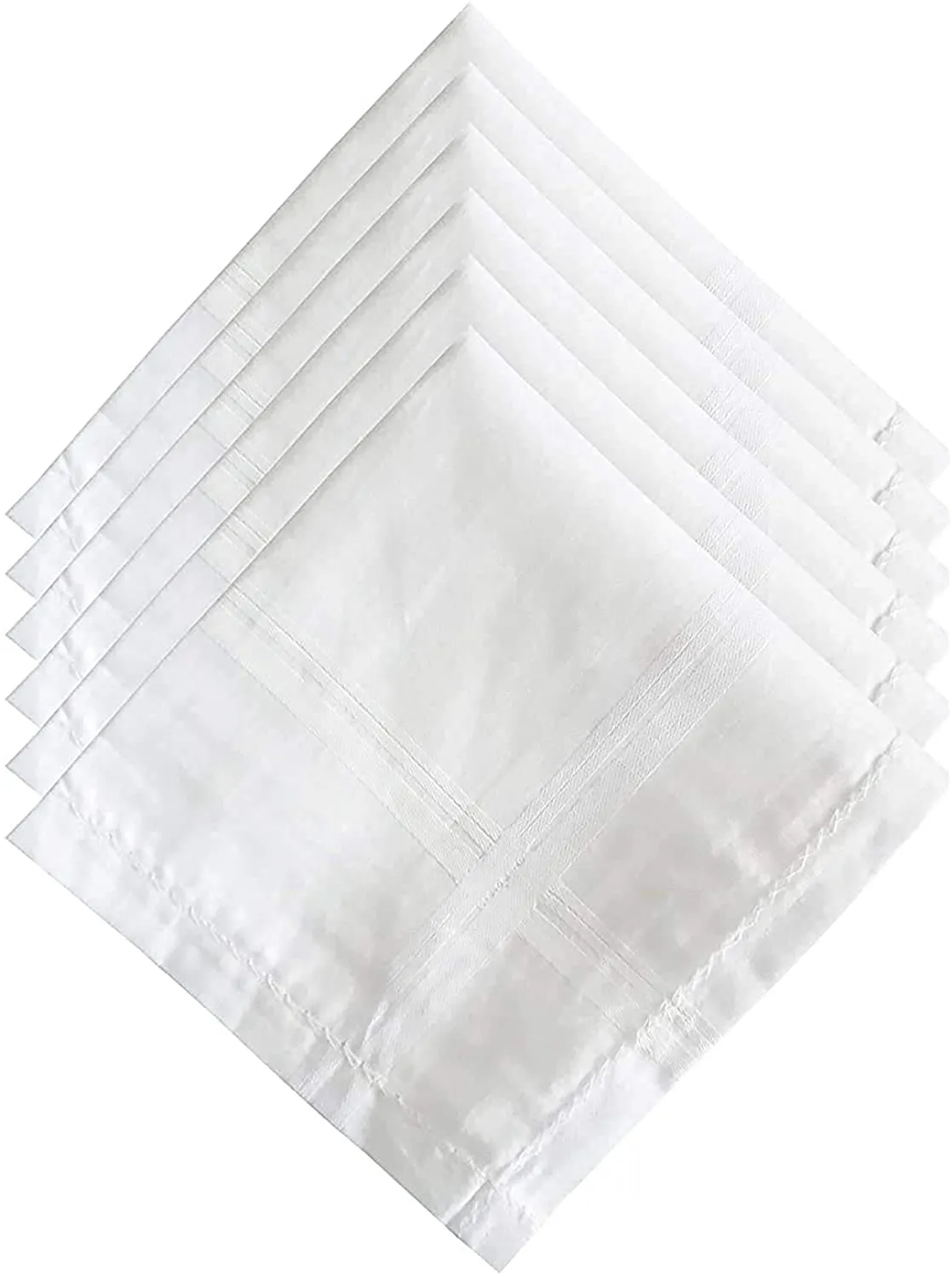 Urbane Home Home Cotton Premium Collection Handkerchief|Easy Wash & Premium Cotton Fabric|Size 44 x 44 CM, Pack of 6 (White)