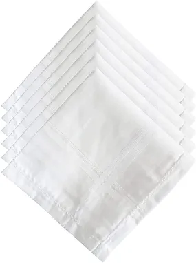 Urbane Home Home Cotton Premium Collection Handkerchief|Easy Wash & Premium Cotton Fabric|Size 44 x 44 CM, Pack of 6 (White)
