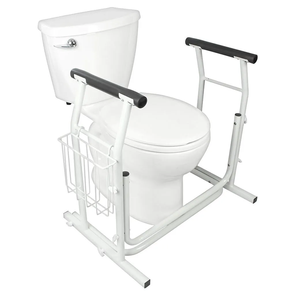 Vive Stand Alone Safety Bar Toilet Rail with Magazine Holder