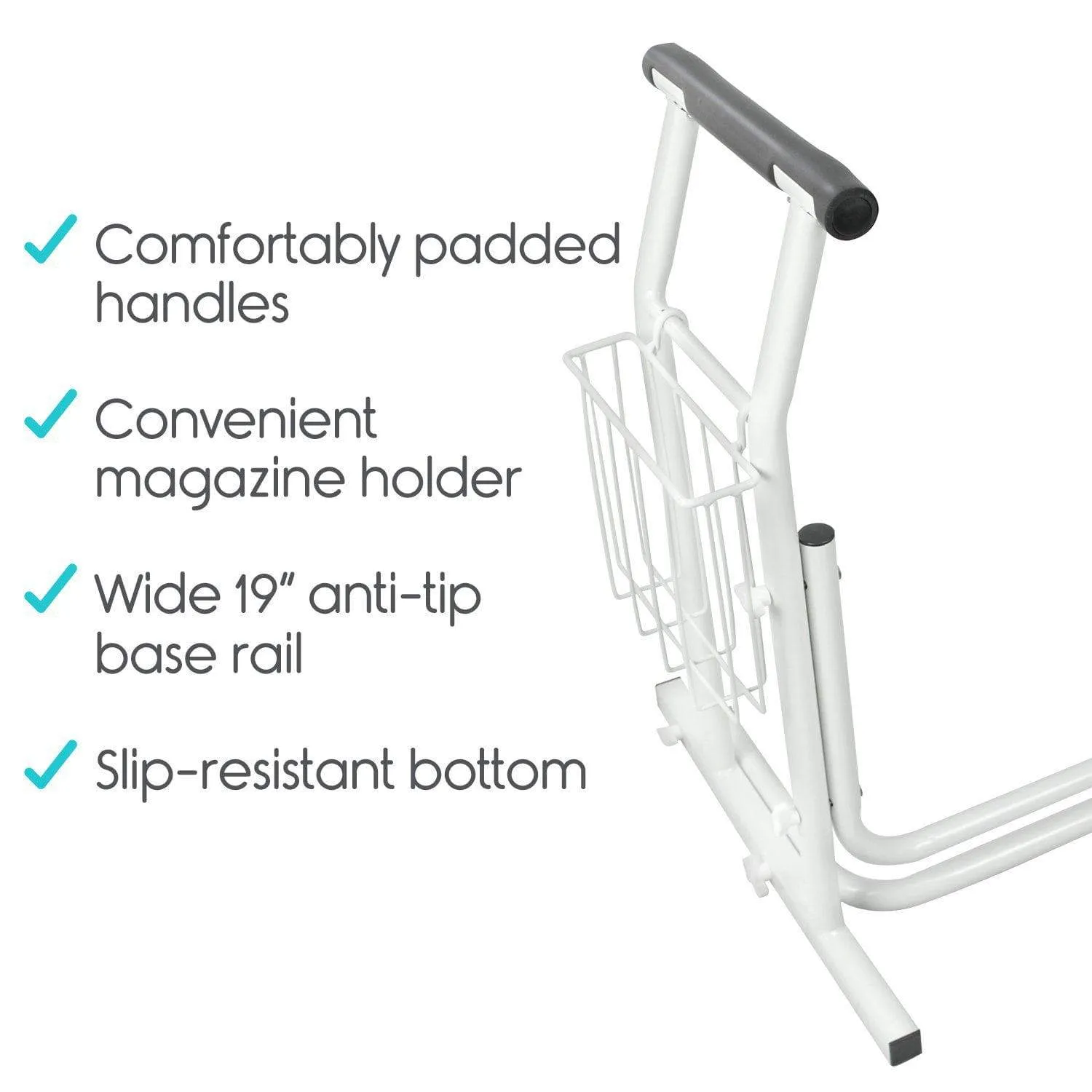 Vive Stand Alone Safety Bar Toilet Rail with Magazine Holder